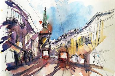 A watercolor I made of Bern. Ink and wash. I hope you like it. Cheers! : Switzerland – صحيفة الصوت