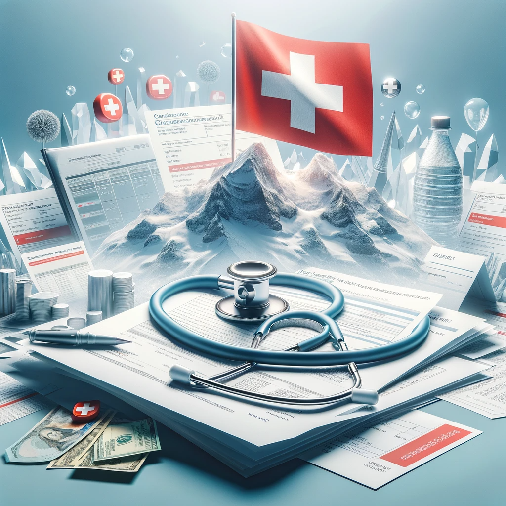 Swiss Health Insurance A Guide To Understanding And Choosing Your Best   DALL·E 2023 12 27 20.26.57 An Image Representing A Comprehensive Guide To Health Insurance In Switzerland Featuring Elements Like The Swiss Flag A Stethoscope A Mountainous L 