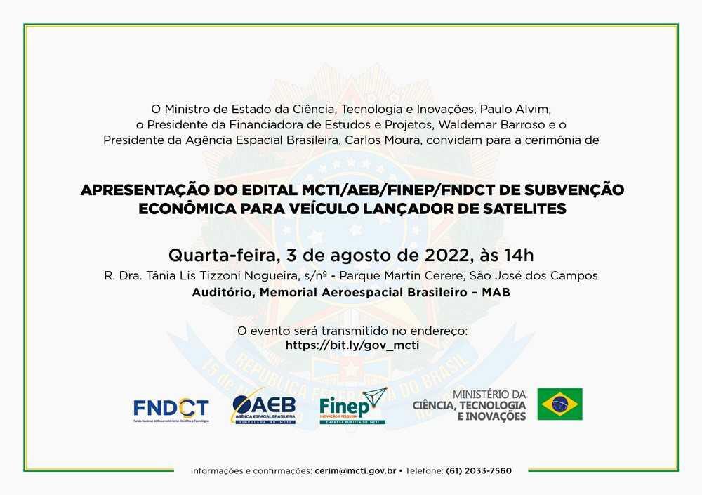 Cerimônia de Lançamento do ‘Edital de Subvenção Econômica Para Veículo Lançador de Satélites’ – صحيفة الصوت