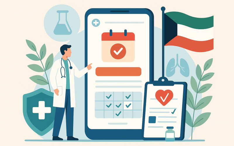 خدمة المواعيد الإلكترونية للفحص الطبي في الكويت 2025